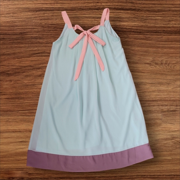 La Los Angeles Dresses & Skirts - Silk Blend Colorblock Mini Slip Dress S Pastel Bow Twee Coquette Babydoll